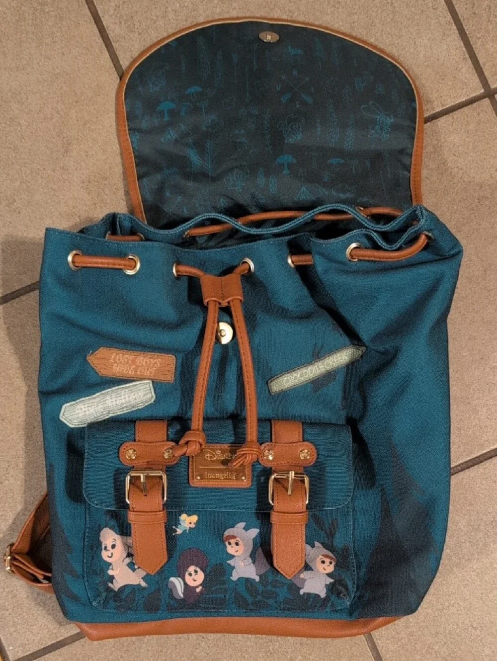 Loungefly Disney Green and Brown Peter Pan Patch Backpack